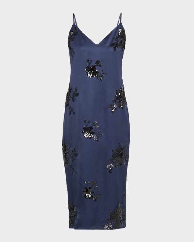 Shannon Sequined Floral Slip Dress